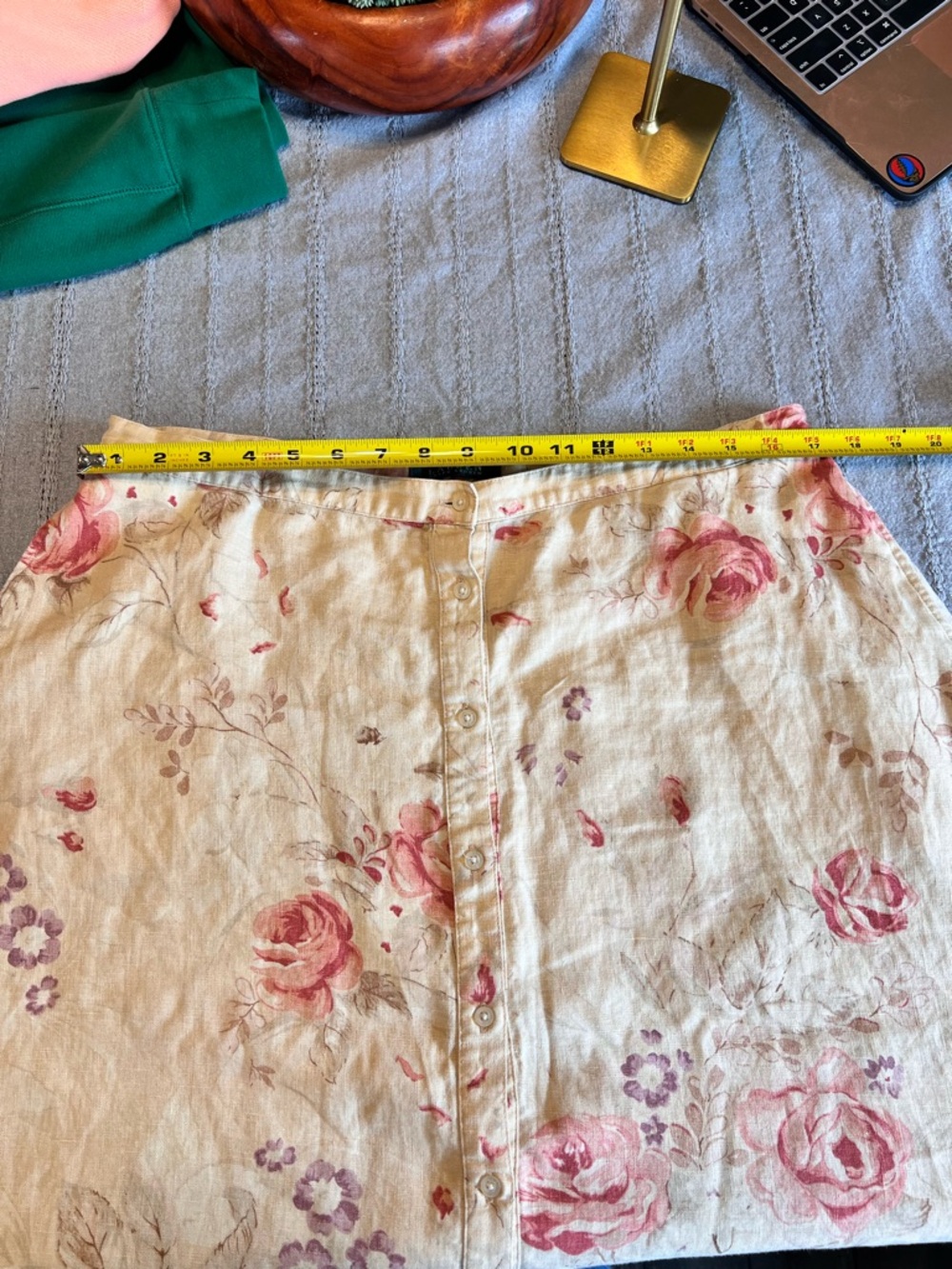 Ralph Lauren Cream Midi Skirt with Pink Floral Print - Picture 4 of 5